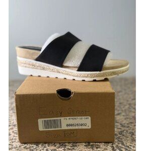 Easy Street Women's Platform Sandals | Black/White Straps | Size 10M
